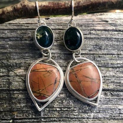 Cherry Creek Jasper and Moss Agate Earrings