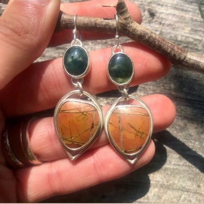 Cherry Creek Jasper and Moss Agate Earrings