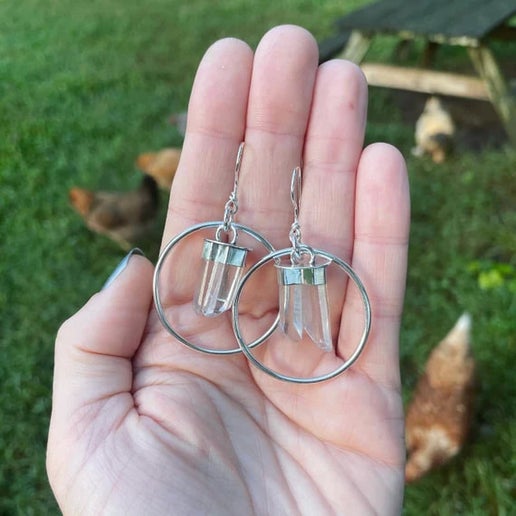 Quartz Double Point Earrings