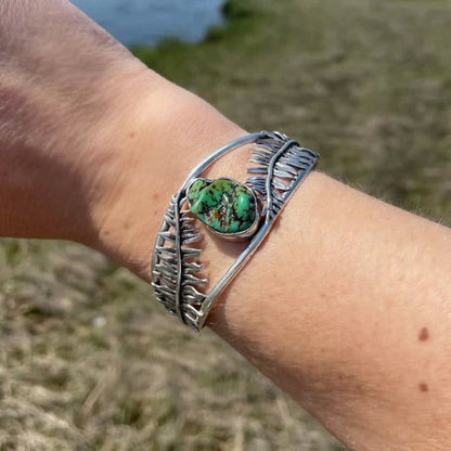 Turquoise and Fern Cuff Bracelet