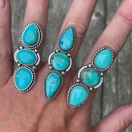 Three Stone Turquoise Ring (to be finished in buyer's size)