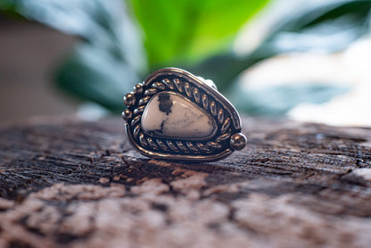 White Buffalo Turquoise Ring